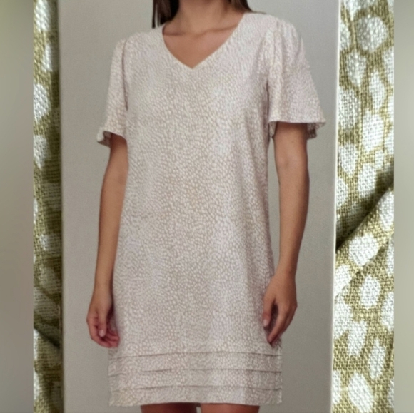 Nicole Miller Original Linen Blend Short Sleeve Popover Shift Dress - Size XL - Picture 1 of 11